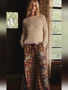 Free People Brooks Embroidered Wide Leg Pants * M *SOLD OUT *nwt
